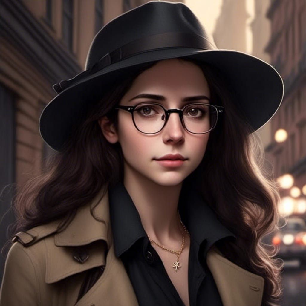 Jewish Woman in City at Night Portrait