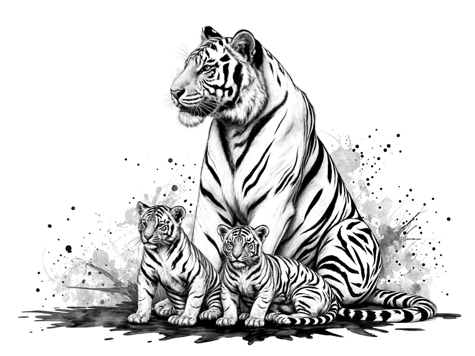 A Tiger and Her Cubs