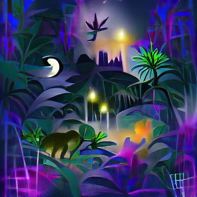 Luminous Jungle Night Scene