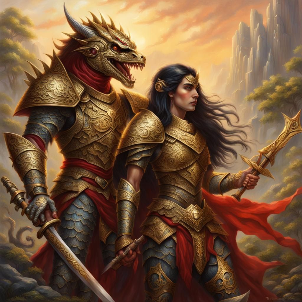 Lizard King and Human Queen in Ethereal Fantasy