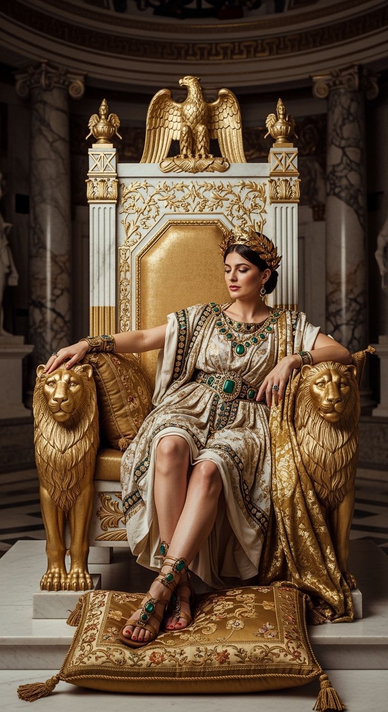 Roman Empress on Marble Throne, Photography Style