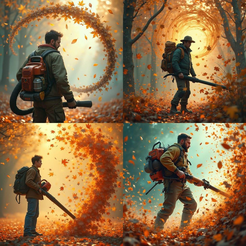 Hyperdetailed Whirlwind of Leaves in Vibrant Orange and Teal