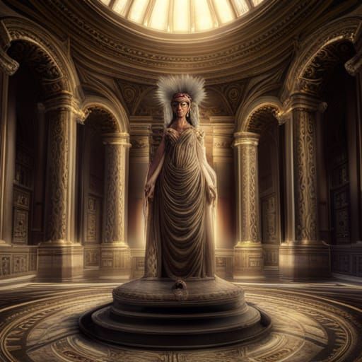 Medusa Demon in Roman Temple: Digital Matte Painting