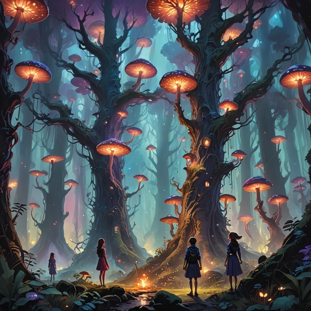Mystical Forest: Luz and Eda in Oil Painting Style