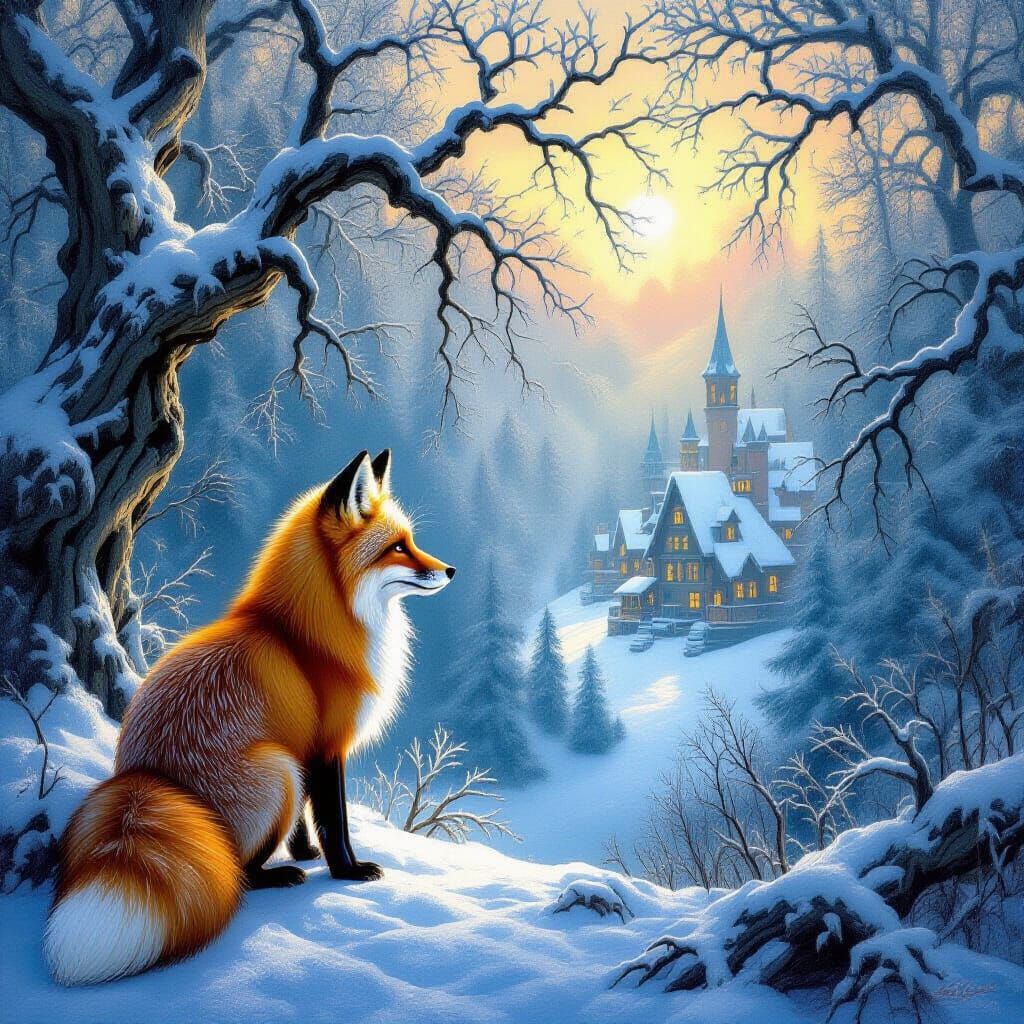 Regal Fox in Frosty Enchanted Forest