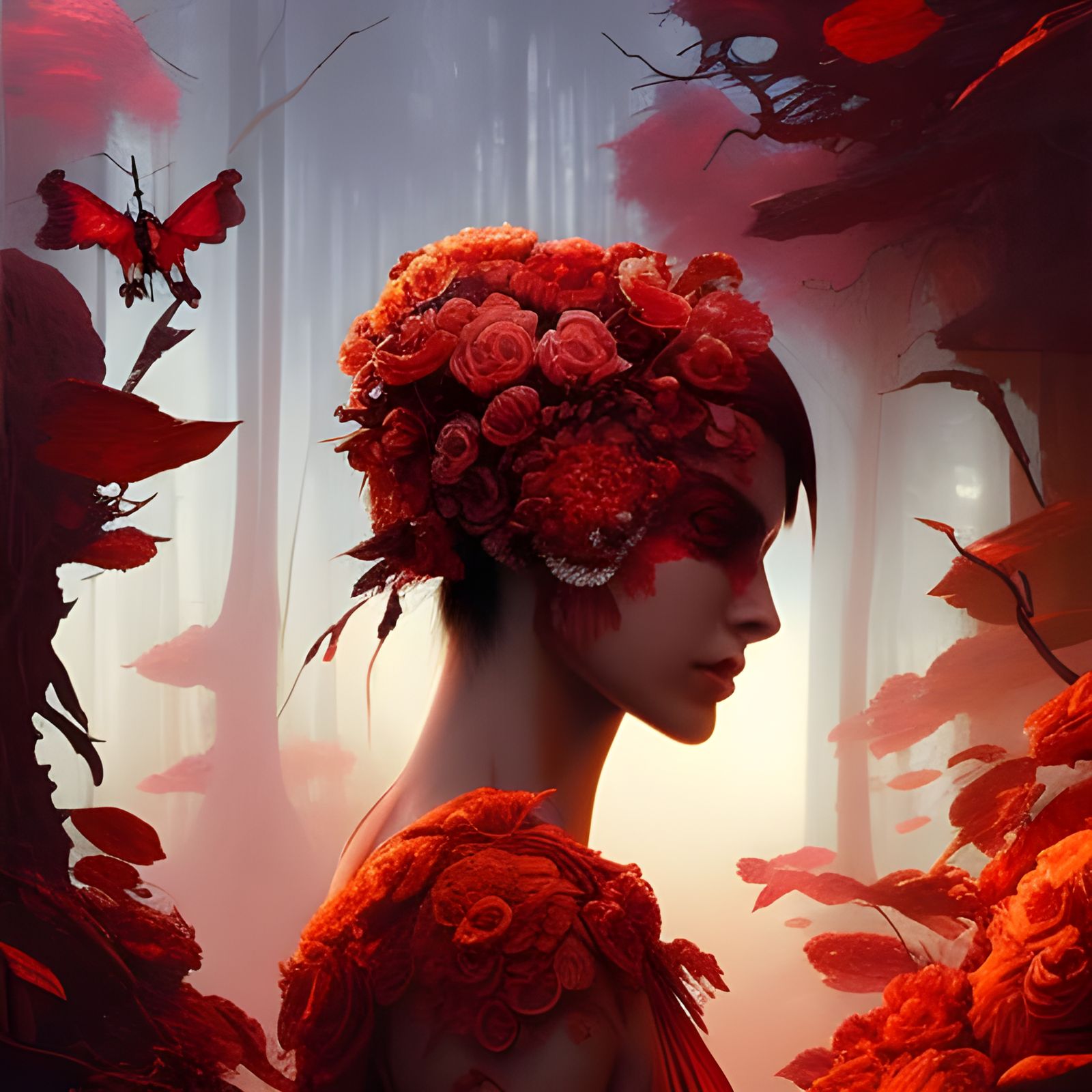 Fierce Death in Red Silk: Digital Illustration