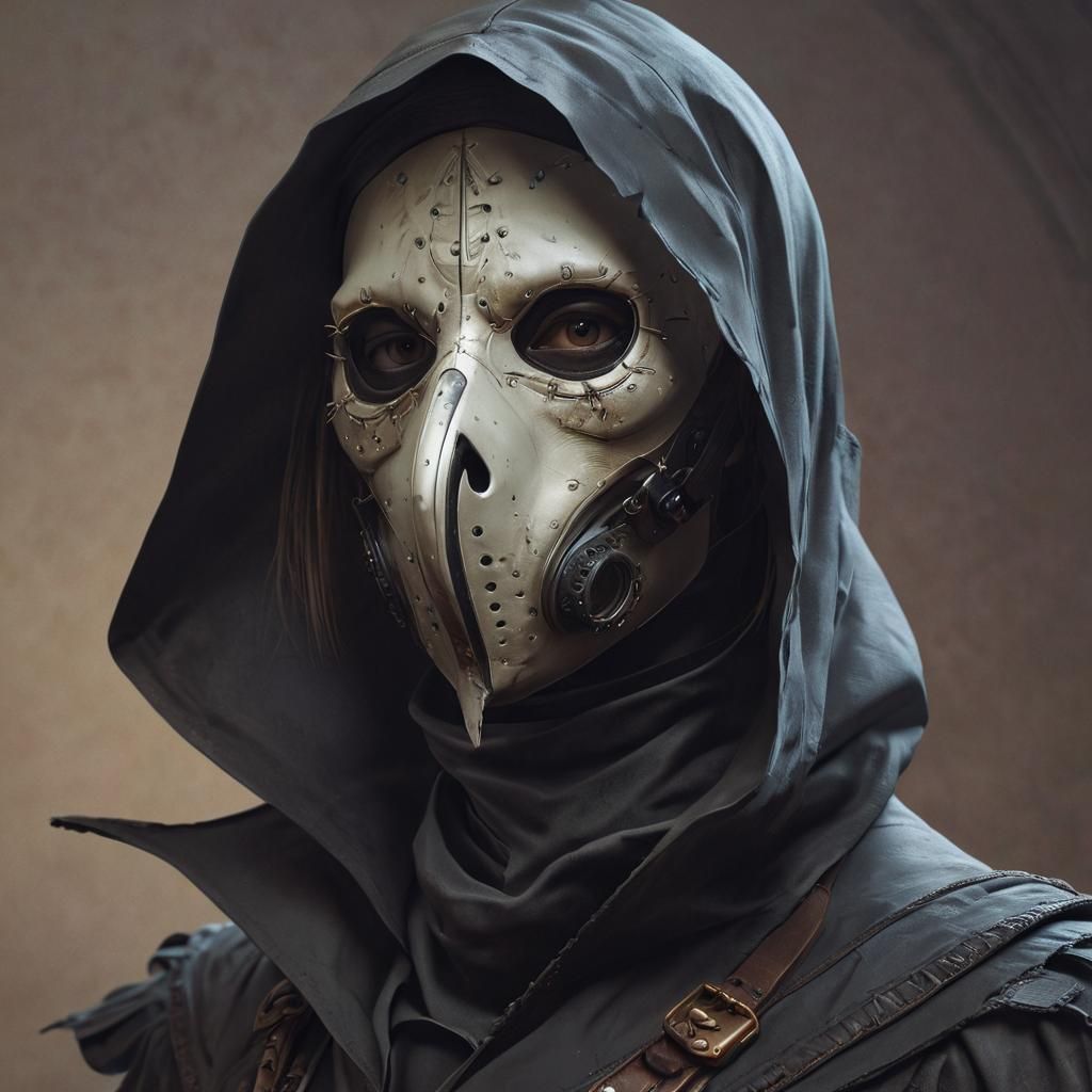 Plague Doctor Portrait in Art Nouveau Style