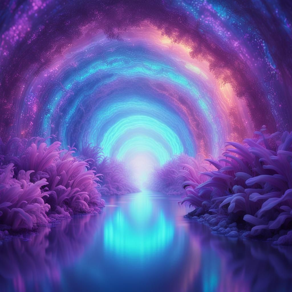 Bioluminescent Dreamscape in Iridescent Light