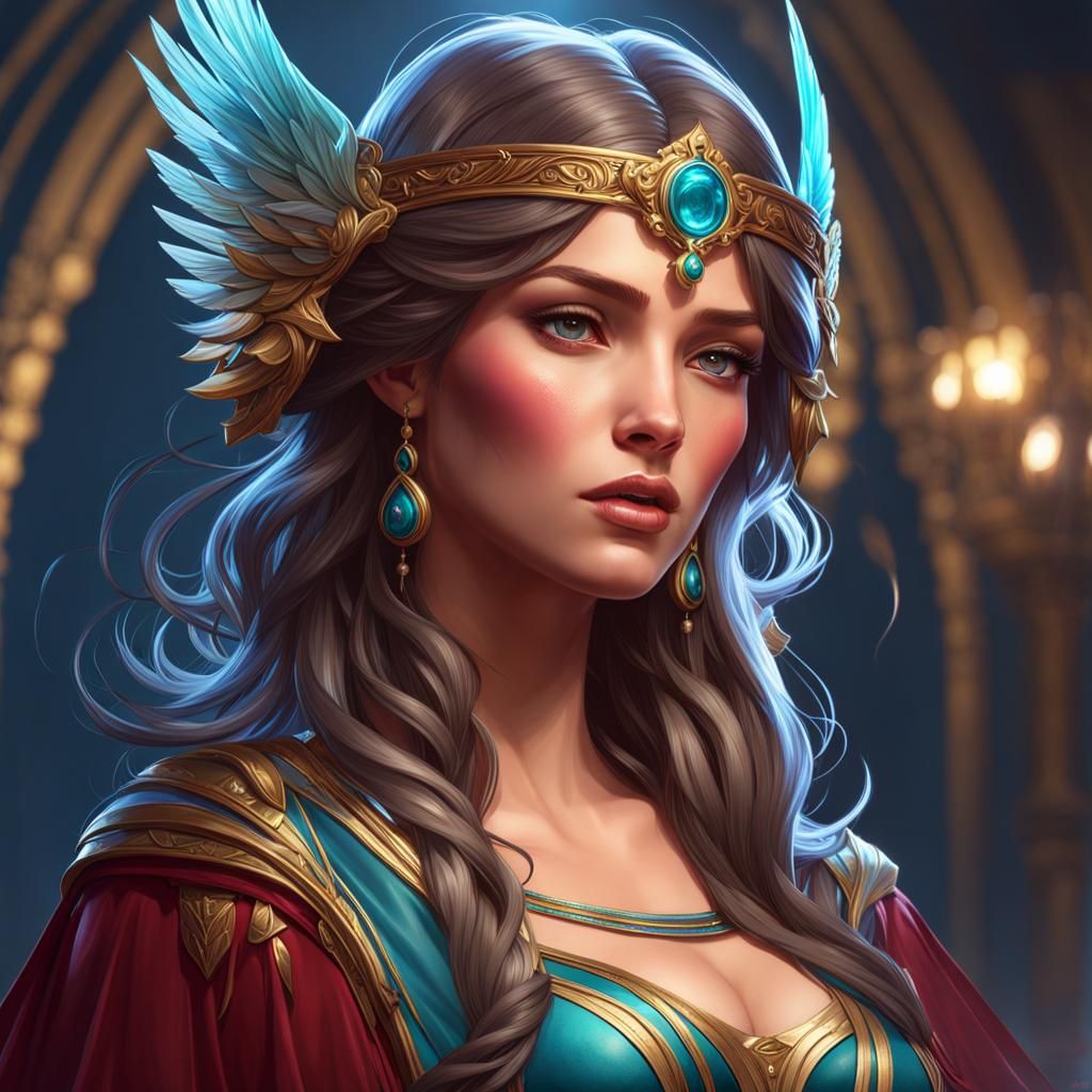 Angel's Voice Portrait in Art Nouveau Style