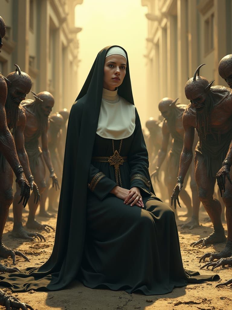 Nun Praying in Gehenna: A Digital Matte Painting