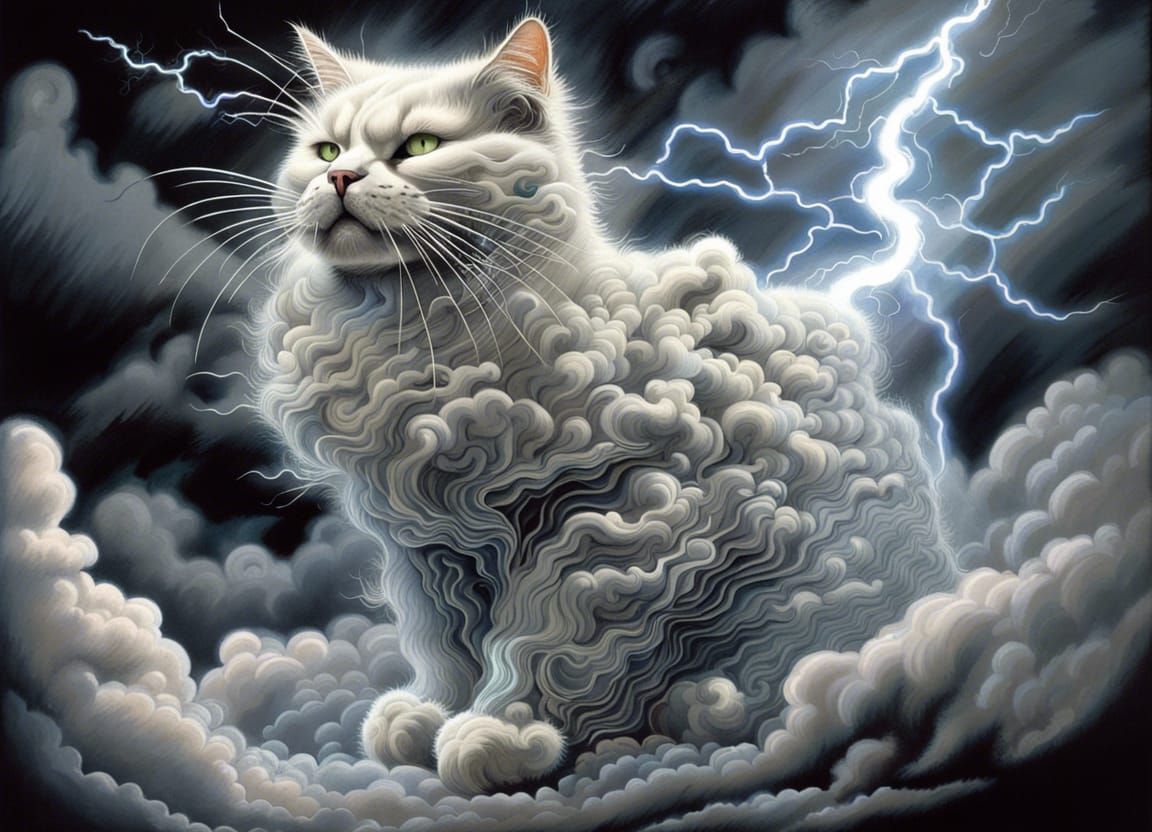 Cloud Cat Spirit Made of Lightning