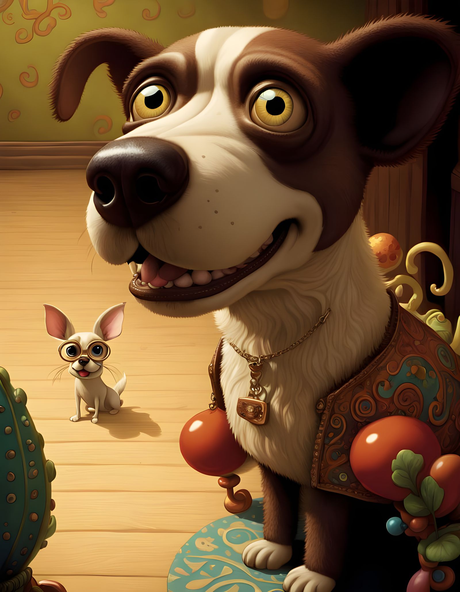 Whimsical Cartoon Dog in 3D Animation Style