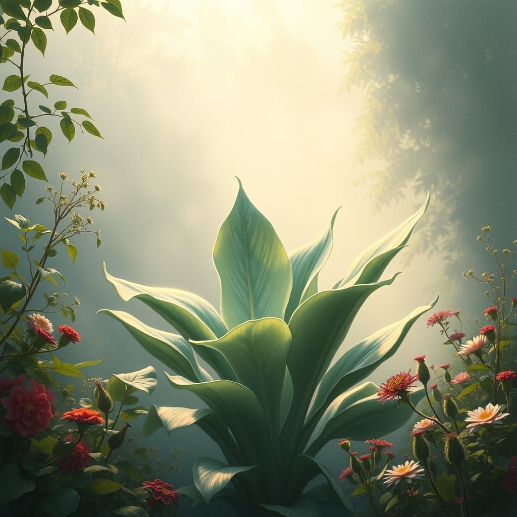 Botanical Oasis in Soft Impressionist Light