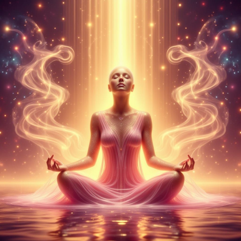 Serene Woman Meditating in Lotus Pose