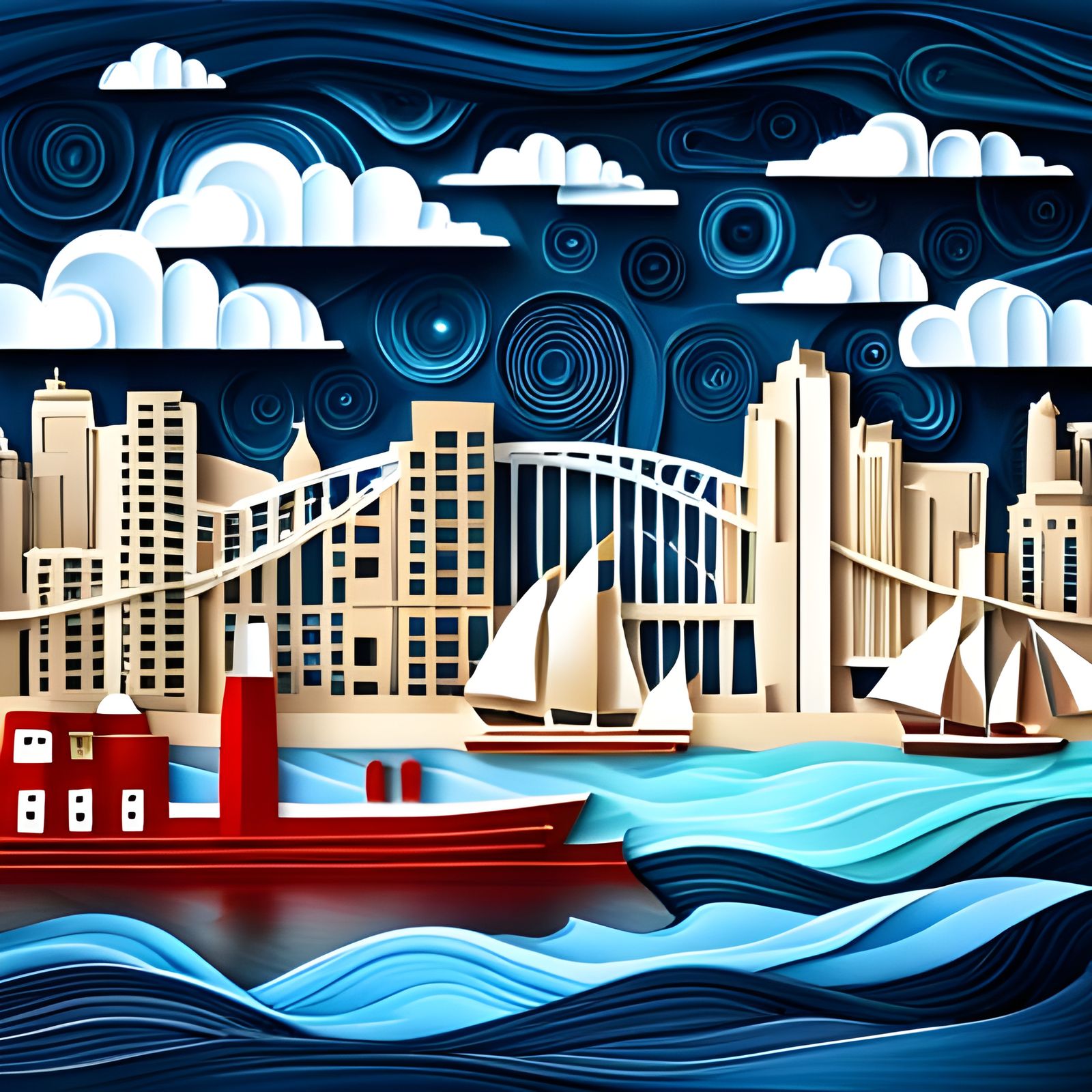 Sydney Harbour Bridge in Paper Quilling Style