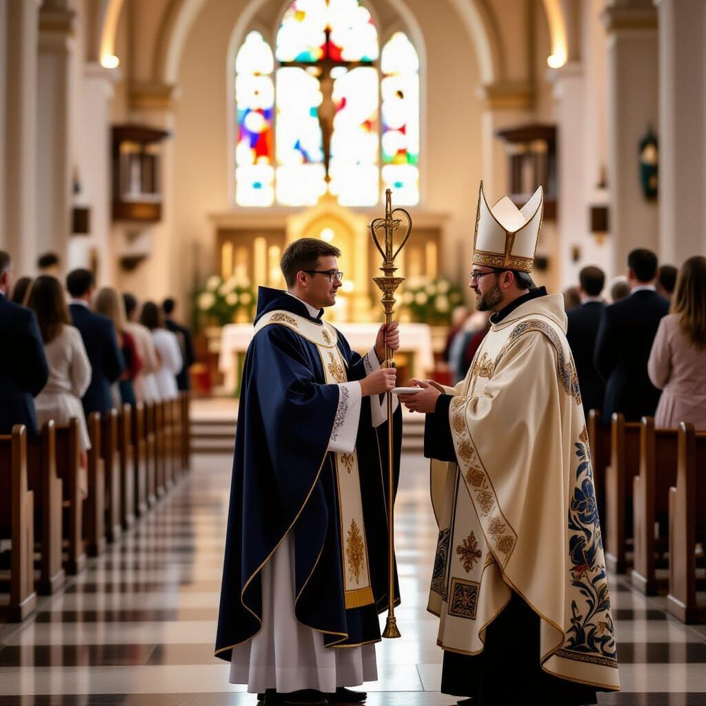 Thurifer Serving Mass in a Church