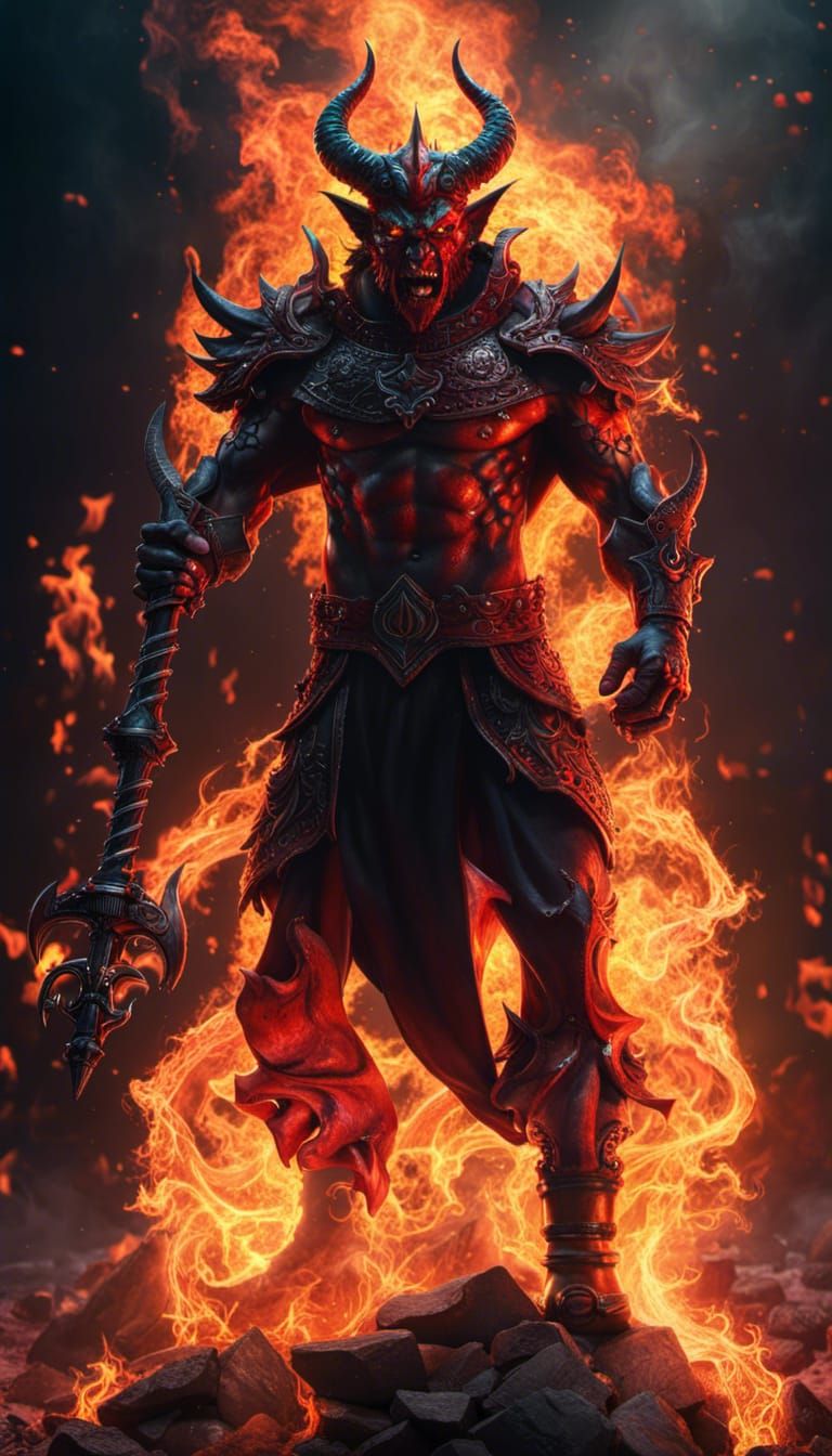 Fire Devil in hell background