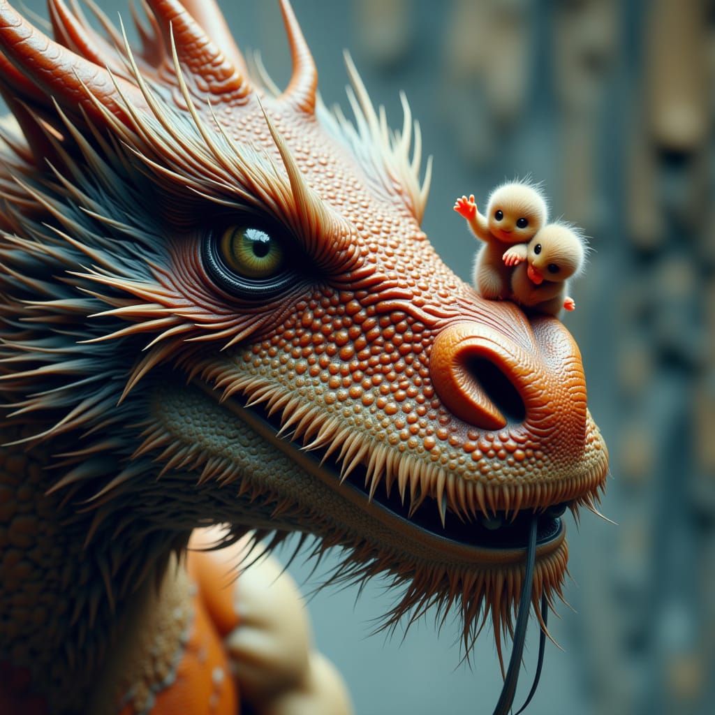 Dragon Snout Close-Up with Tiny Creature