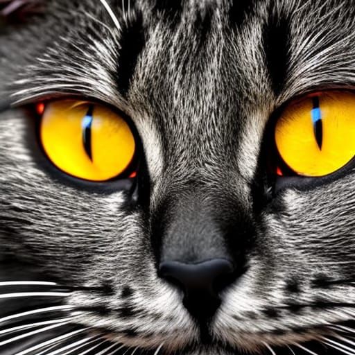 Dramatic Black Cat with Yellow Eyes