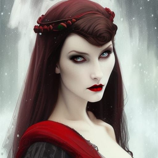 High Gothic Vampire Portrait in Hyperdetailed Style