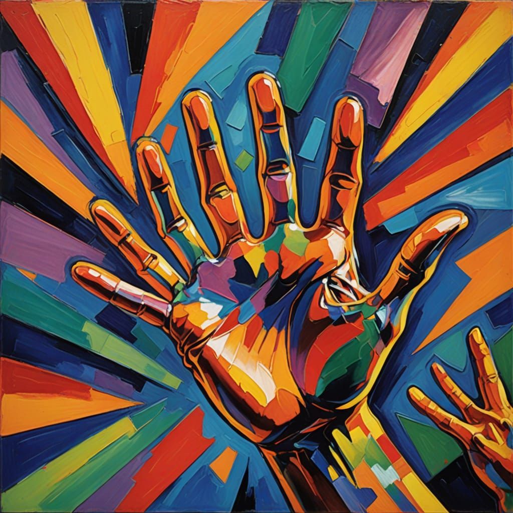 Surreal Hand Reaching from Fragmented Self