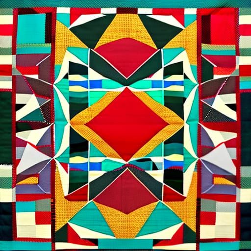 Abstract Fractal Patchwork Quilt in M.C. Escher Style