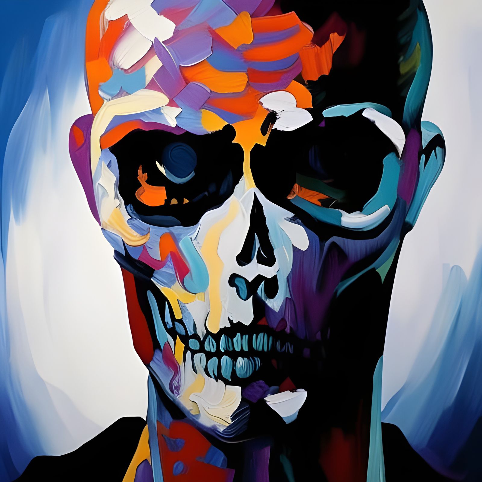 Skull Tattoo in Expressionist Impasto Oil Painting