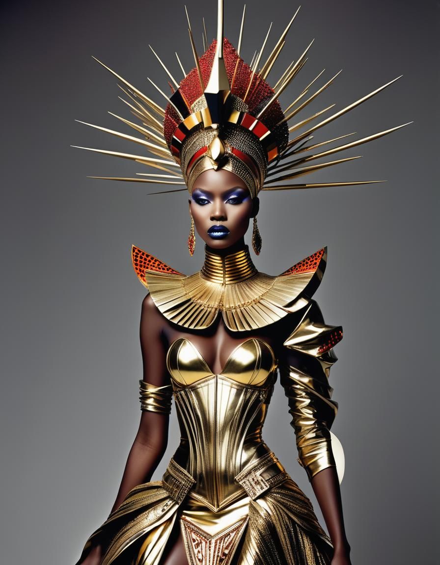 African Queen in Avant-Garde Fashion