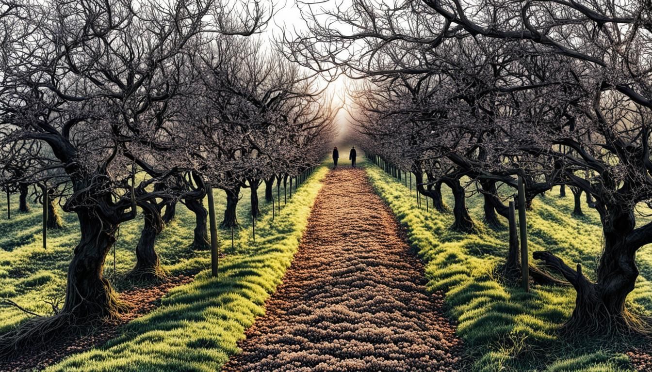Into the orchard I walk peering way past the gate Wilted scenes for us who couldn't wait Drained by the coldest caress, ...