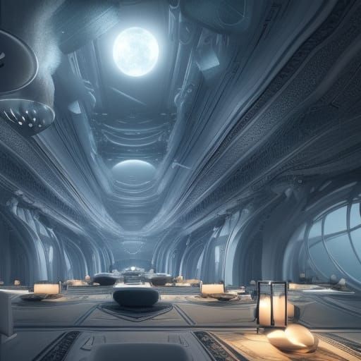 Futuristic Moonlit Room: Digital Matte Painting