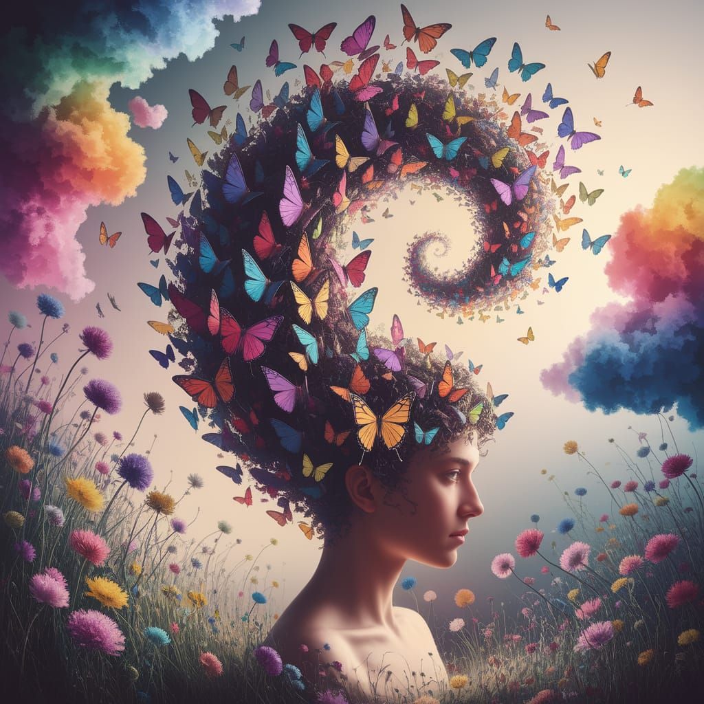 Dreamlike Butterflies in Academic Art Style