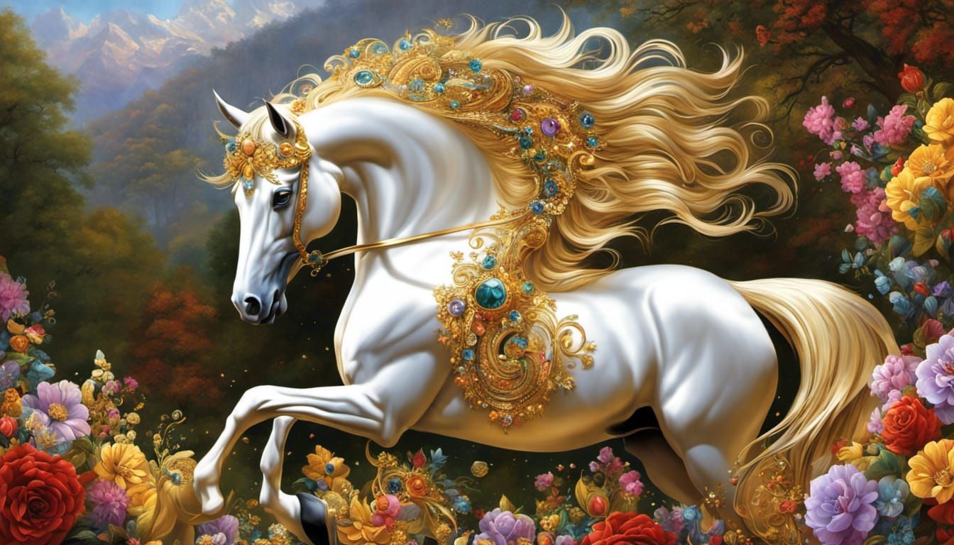 Glittering Fractal Portrait of a Beautiful Horse