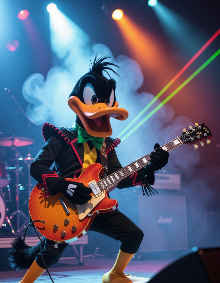 Daffy Duck as Rock Star Guitarist