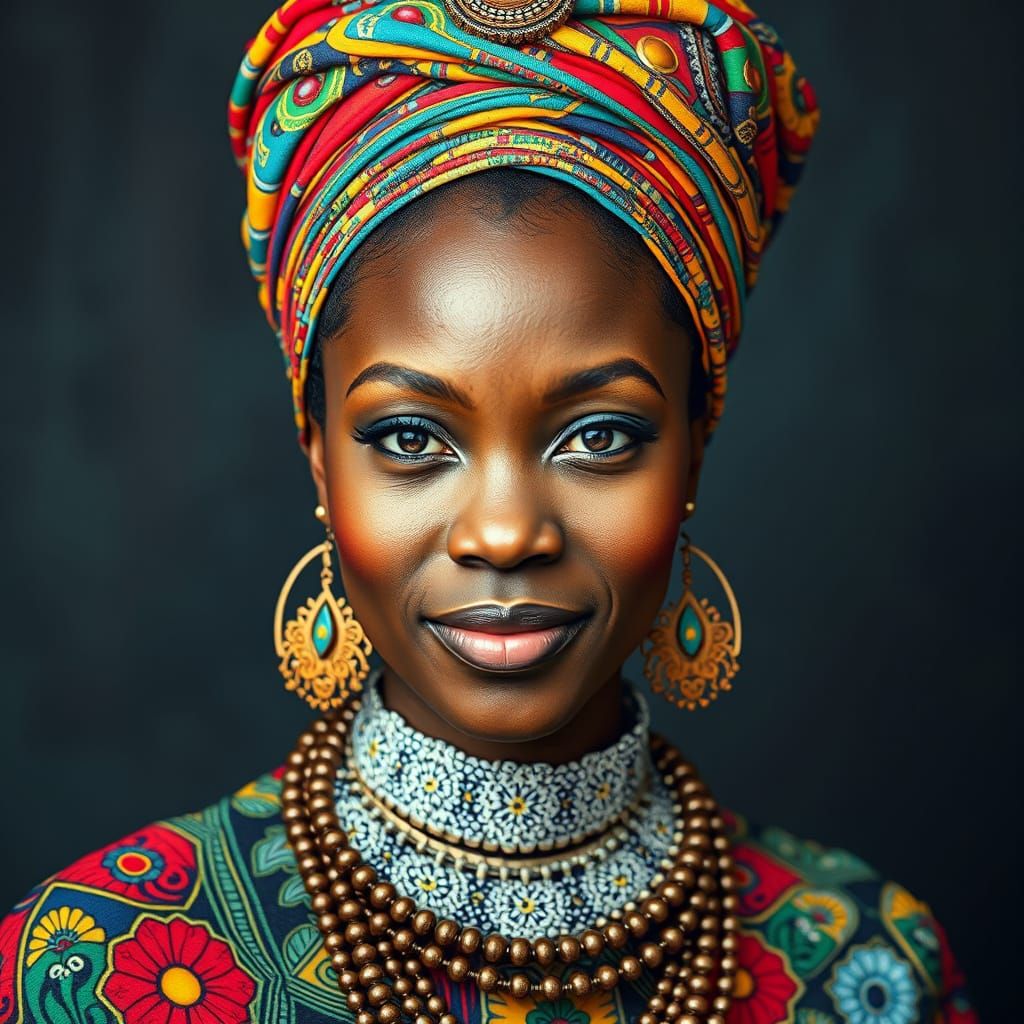 Hyperrealistic Portrait of a Beautiful African Woman