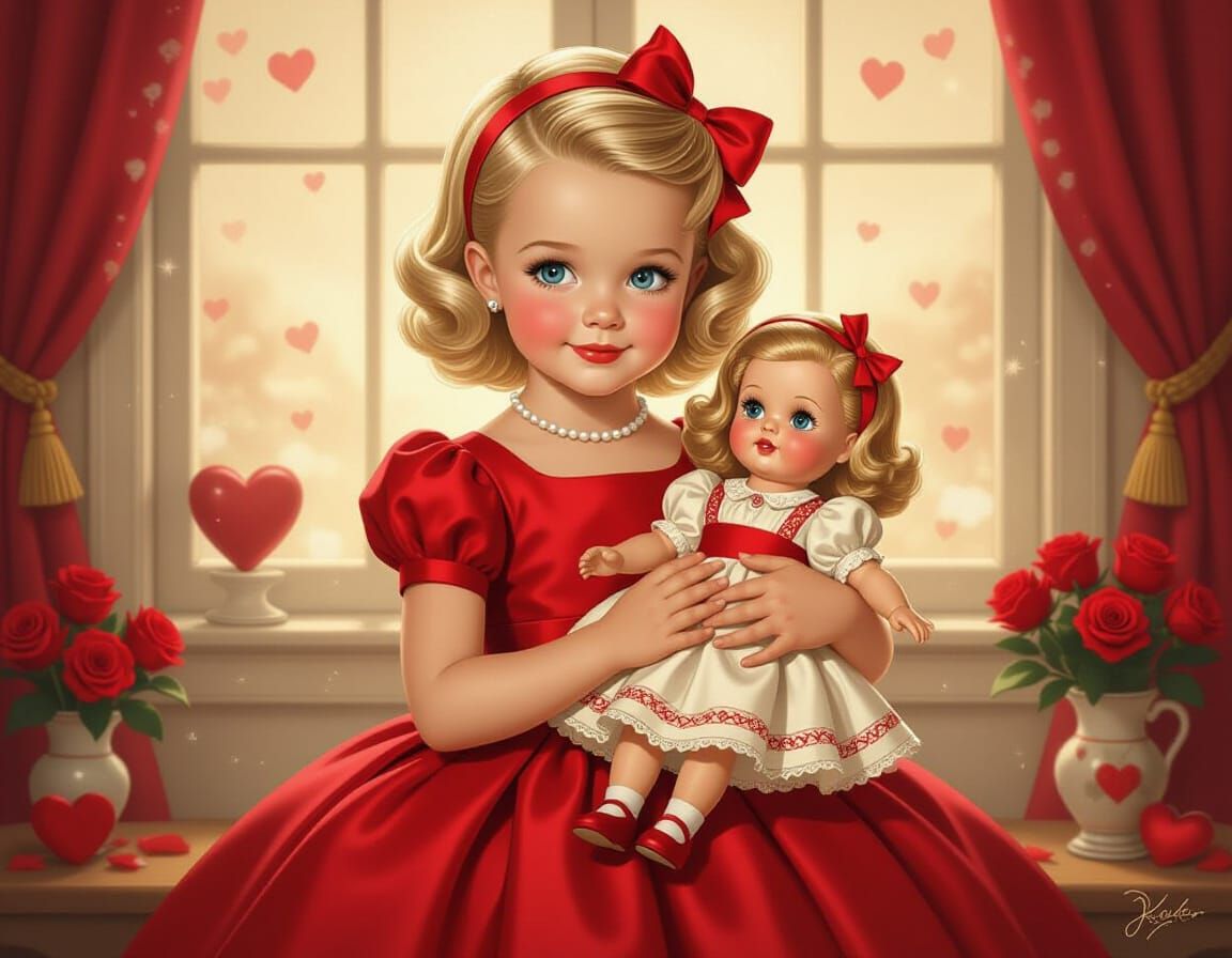 Vintage Valentine's Day Doll in Golden Age Style