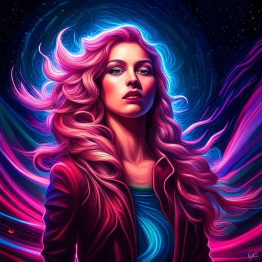 Glittering Neon Rose in Sinister Fantasy Style