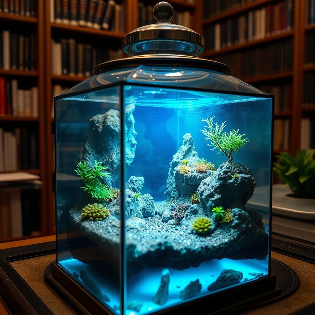 macro lens the Cerulean Blue Water Cavern seen in a terrariu...