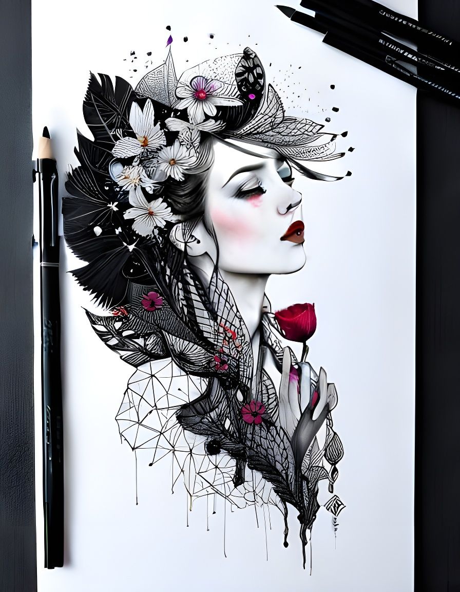 Amazing Flower Goddess by Harry Clarke