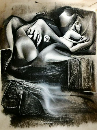 Unique Charcoal Drawing with Blended Styles