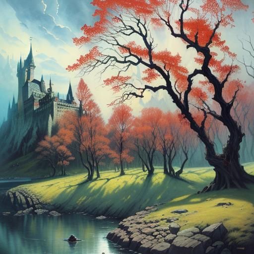Dracula's Castle: A Horror Landscape Illustration