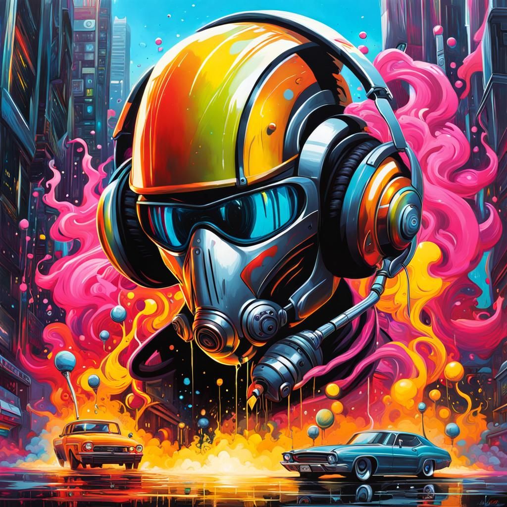 Sci-Fi Disc Jockey Graffiti Art in Street Style