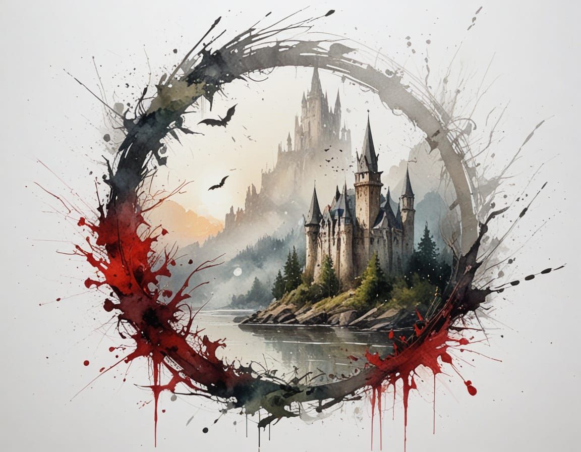 Gothic Castle Ruins Under Moonlit Transylvanian Sky