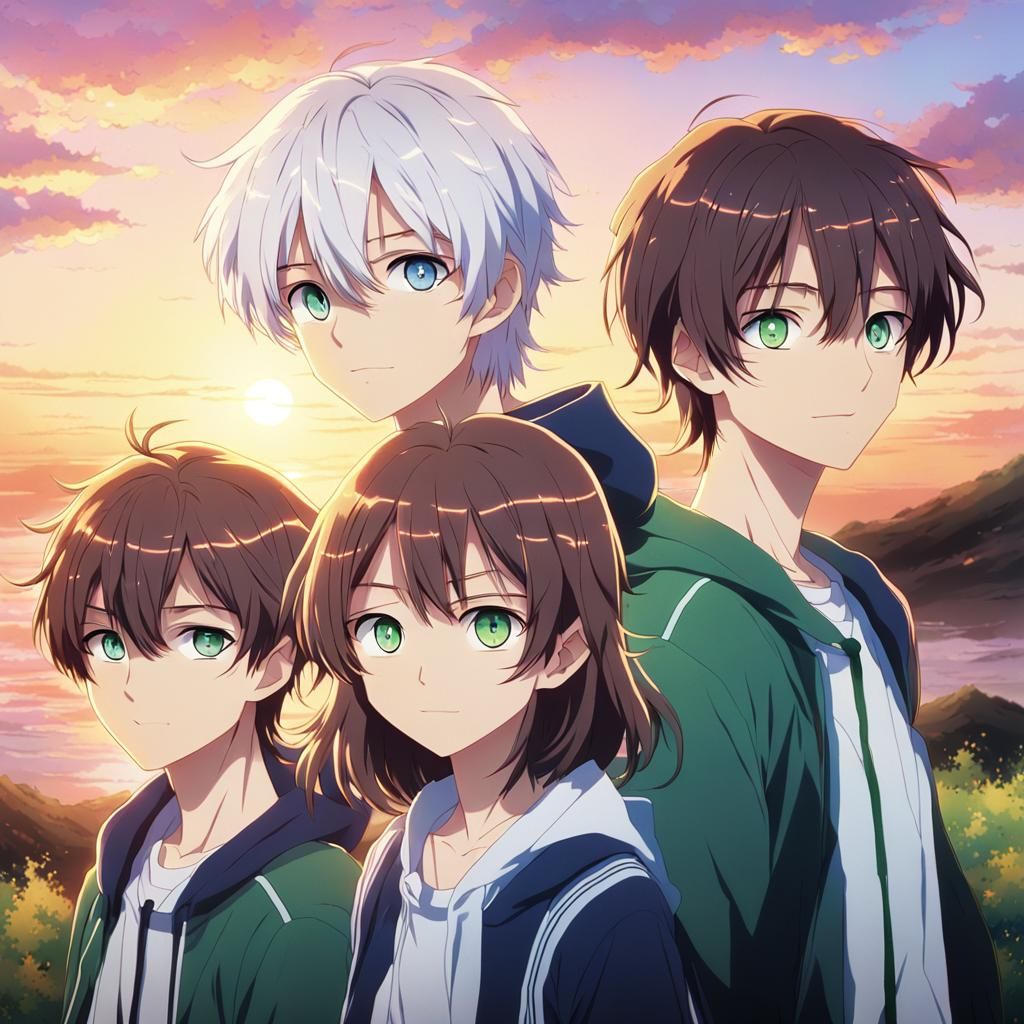 Anime Key Visual of Four Teenage Friends