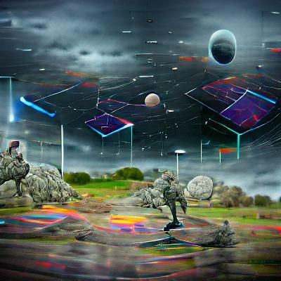 Cyber Battlefield: Cosmic Visionary Illustration