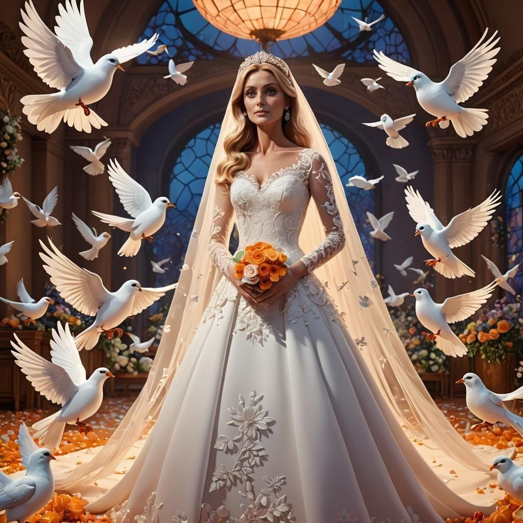 Sharon Tate Wedding Dress: Pixar-Style 3D Rendering