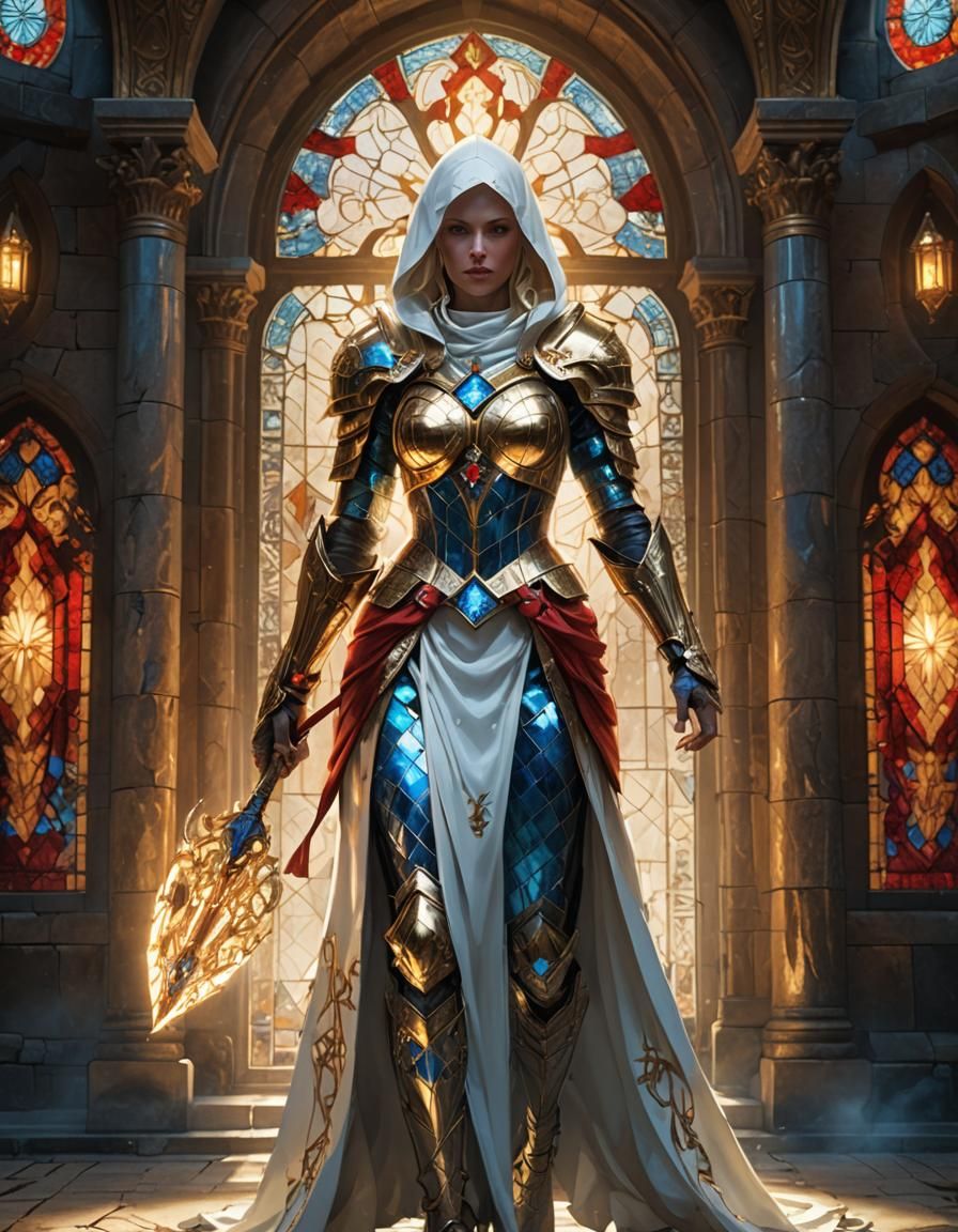 Fantasy Assassin in Baroque-Inspired Stone Temple