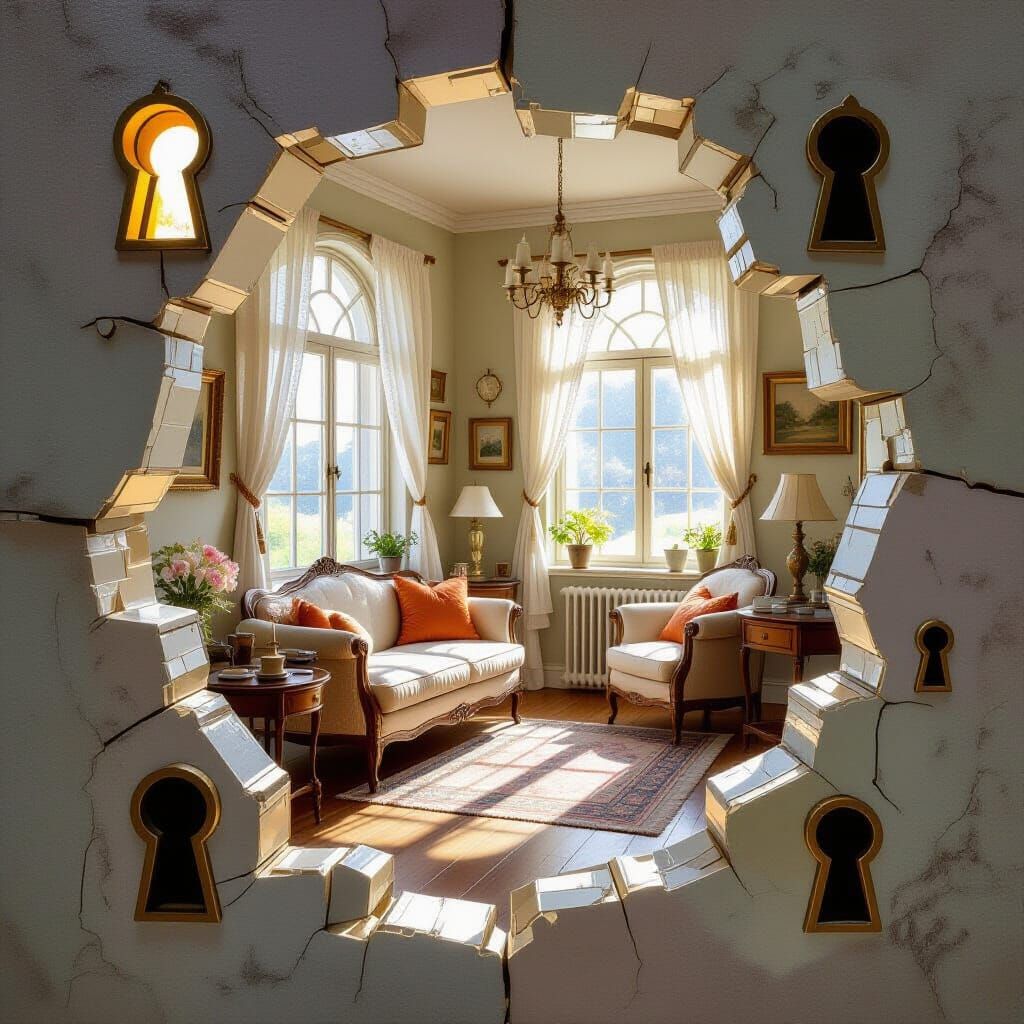 Fragmented Room Perspectives Through Tiny Windows
