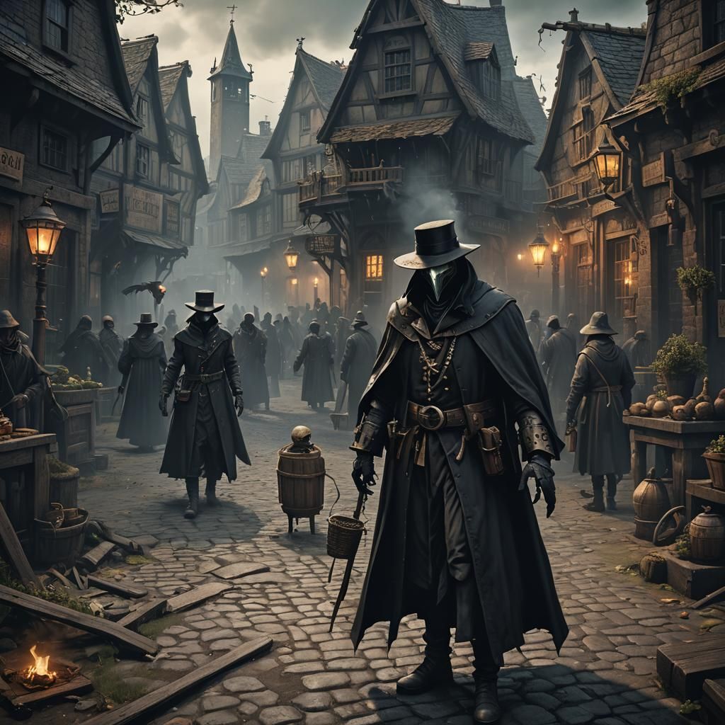 Plague Doctor Investigates Witchcraft, Dark Fantasy Art