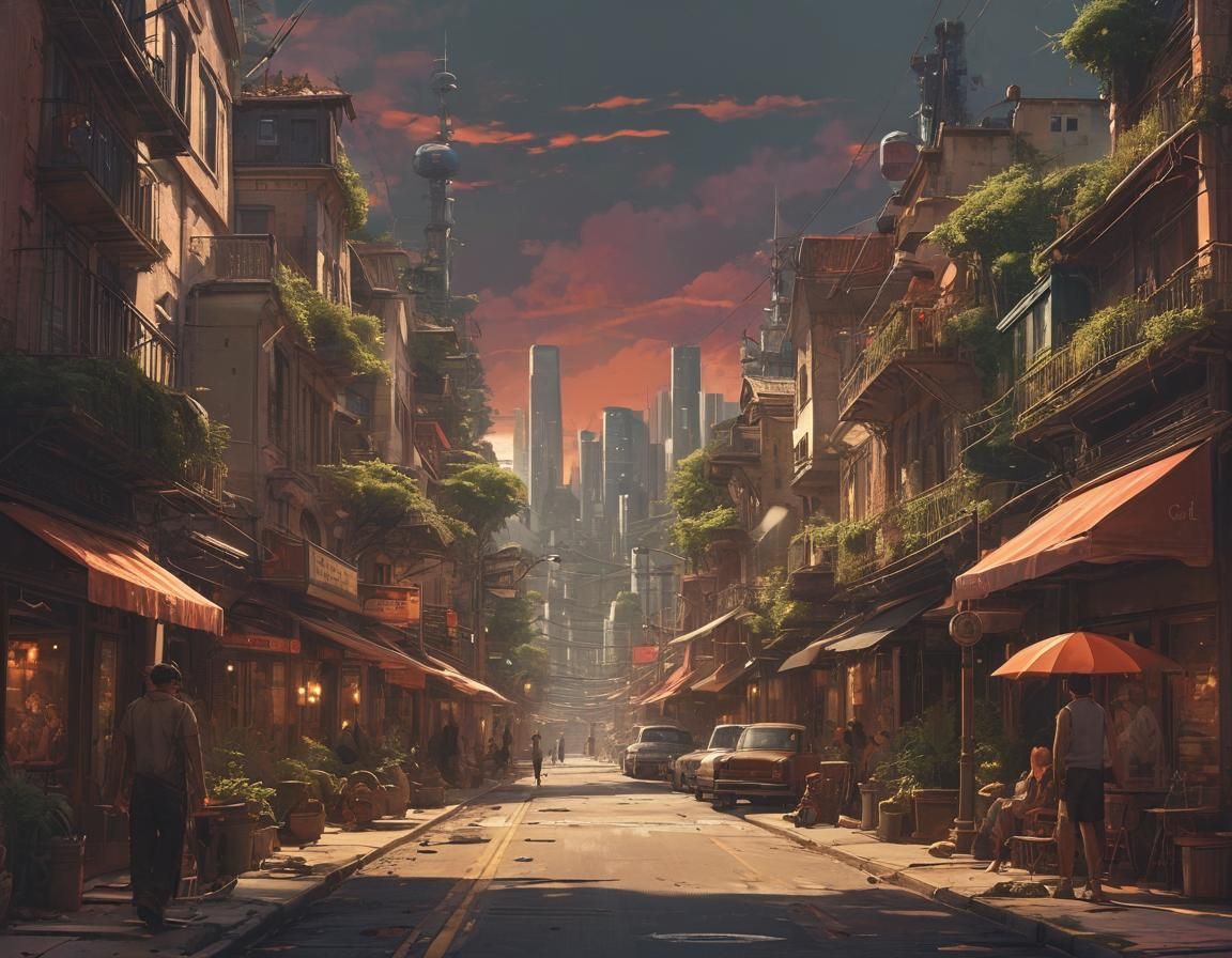 Dieselpunk Cityscape in an Enchanted Forest