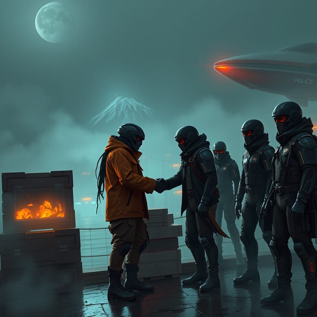 Galactic Smugglers Unite in Foggy Naples Dock Scene